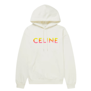 Celine Homme Oversized Logo Print Cotton Blend Hoodie