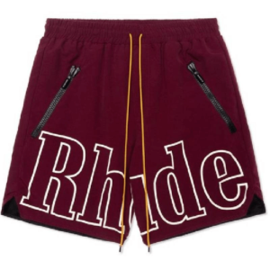 Rhude Logo Court Deck Shorts Maroon